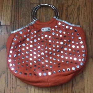 rafe orange silver metallic handbag
